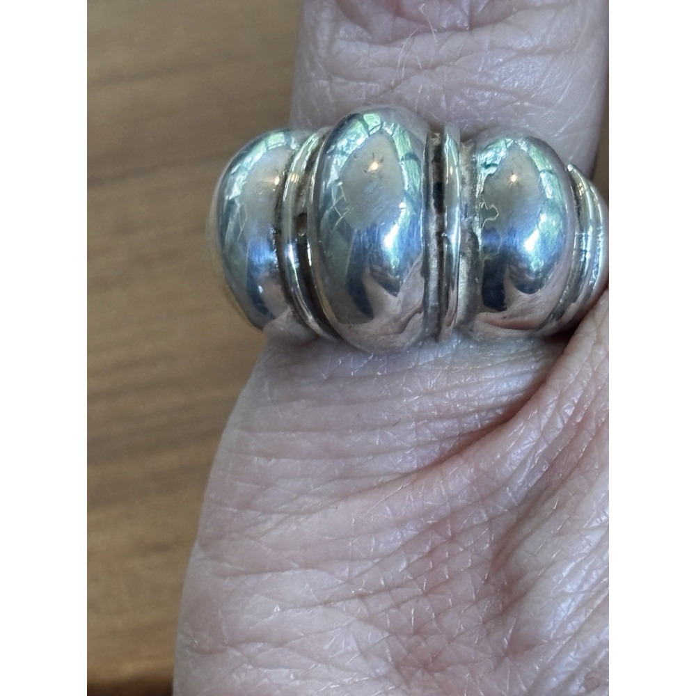 Vintage Modernist Ribbed Sterling Silver Dome Ring Size 5.5 - Picture 5 of 7